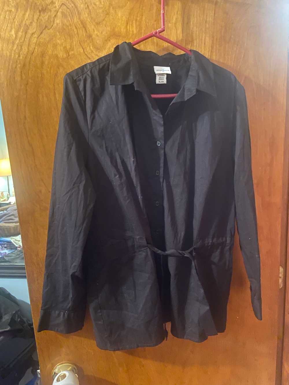 Jaclyn Smith Blue Women's Lightweight Button-Front Jacket with Tie Waist Size XL